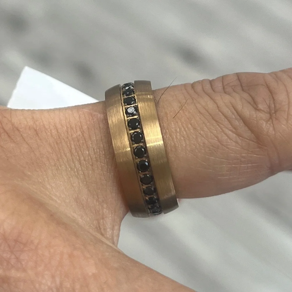 New 8mm Black CZ black gold plated Eternity Tungsten Wedding Band Ring